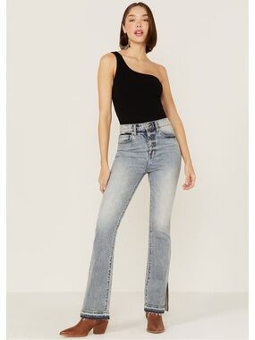 DAZE WOMEN'S ACID WASH GO-GETTER FLARE JEANS Sz 28